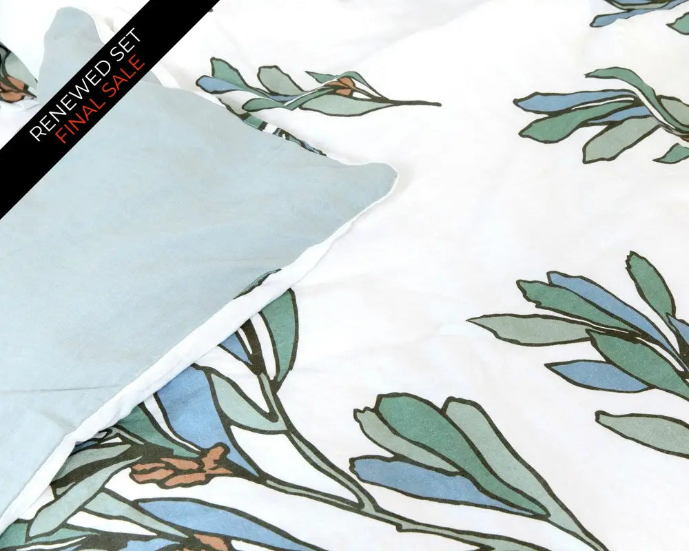 Organic European linen duvet cover set with modern Scandinavian floral design - Twin / Standard, Full/Queen / Standard, King/Cal-King / Standard, King/Cal-King / King