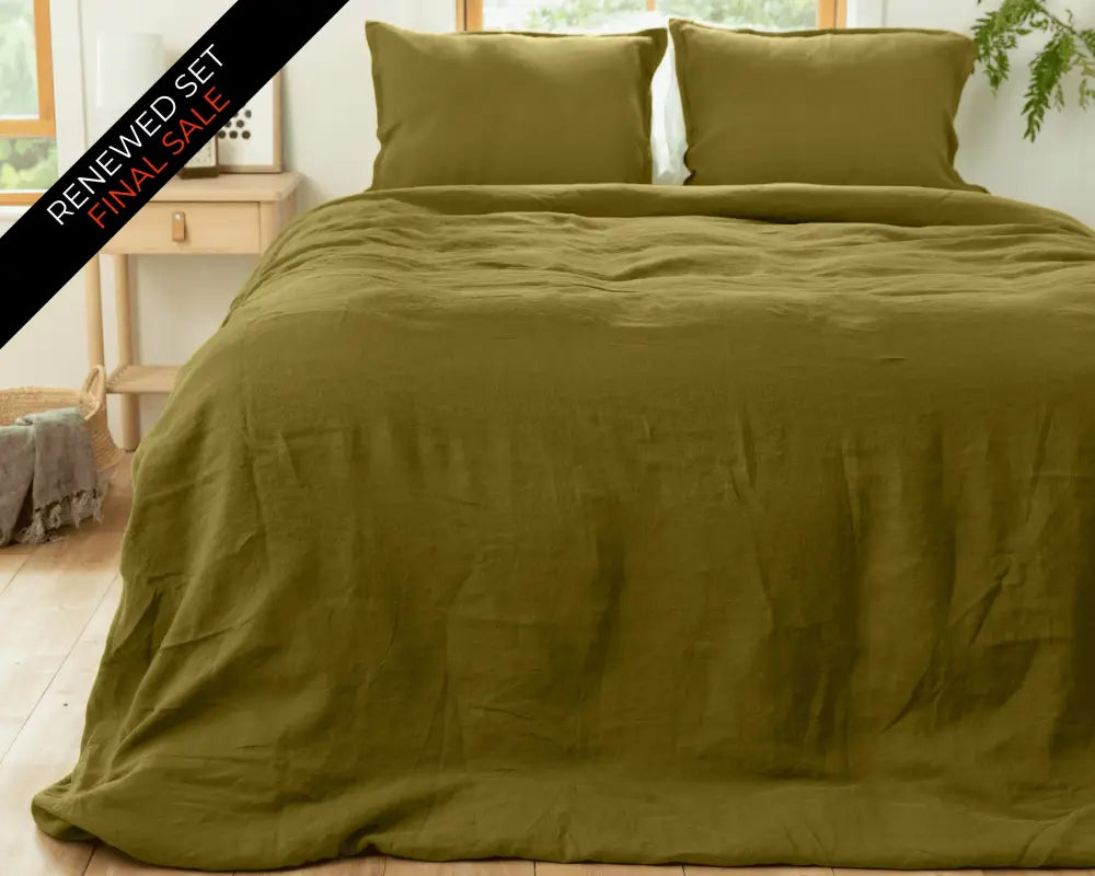 European Linen Duvet Cover Set | Renewed - Grøn (green) / Twin / Standard - Duvet Cover Set