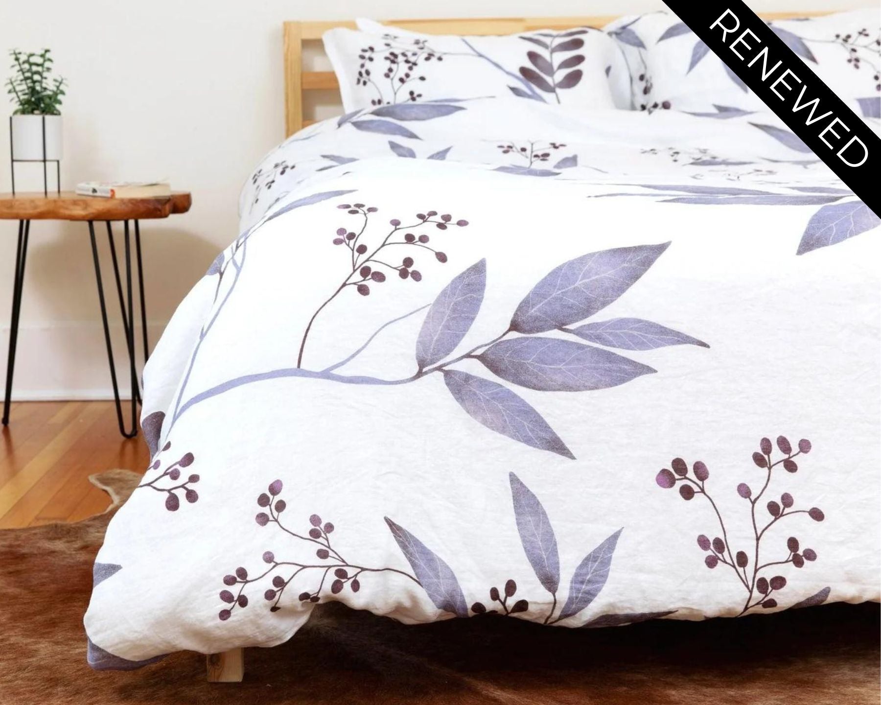 Organic European Linen Duvet Cover Set | Blålig | Renewed
