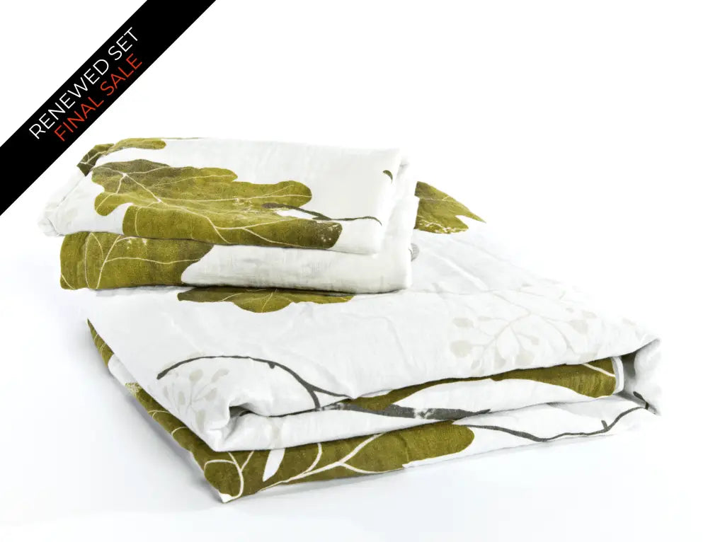 Organic european linen duvet cover set with Scandinavian acorn and oak leaves design - Twin / Standard, Full/Queen / Standard, King/Cal-King / Standard, King/Cal-King / King