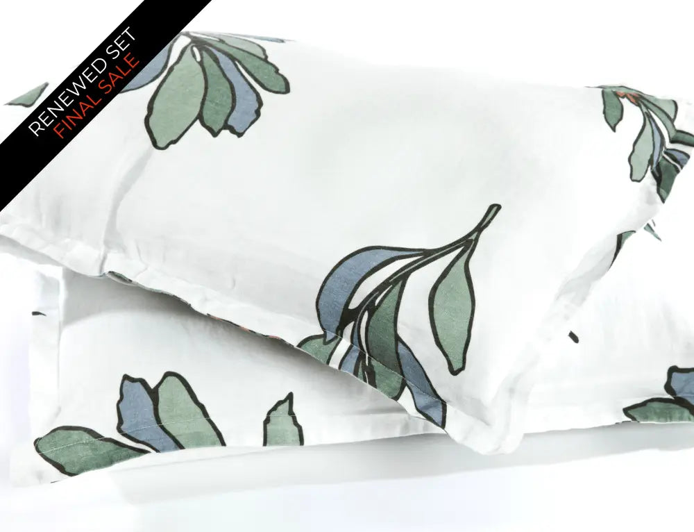 Organic European linen duvet cover set with modern Scandinavian floral design - Twin / Standard, Full/Queen / Standard, King/Cal-King / Standard, King/Cal-King / King