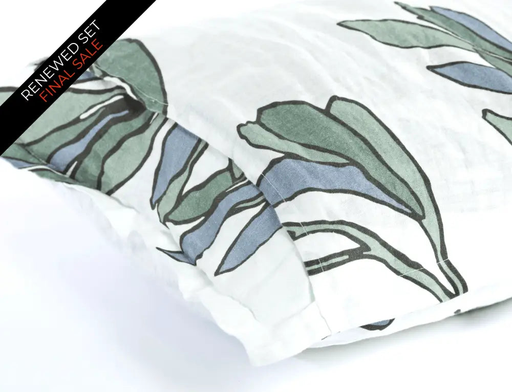 Organic European linen duvet cover set with modern Scandinavian floral design - Twin / Standard, Full/Queen / Standard, King/Cal-King / Standard, King/Cal-King / King