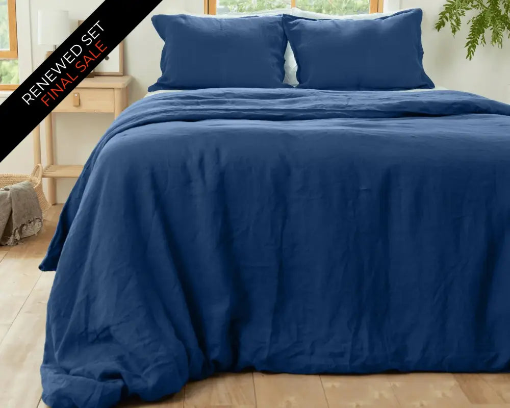 European Linen Duvet Cover Set | Renewed - Blå (blue) / Twin / Standard - Duvet Cover Set