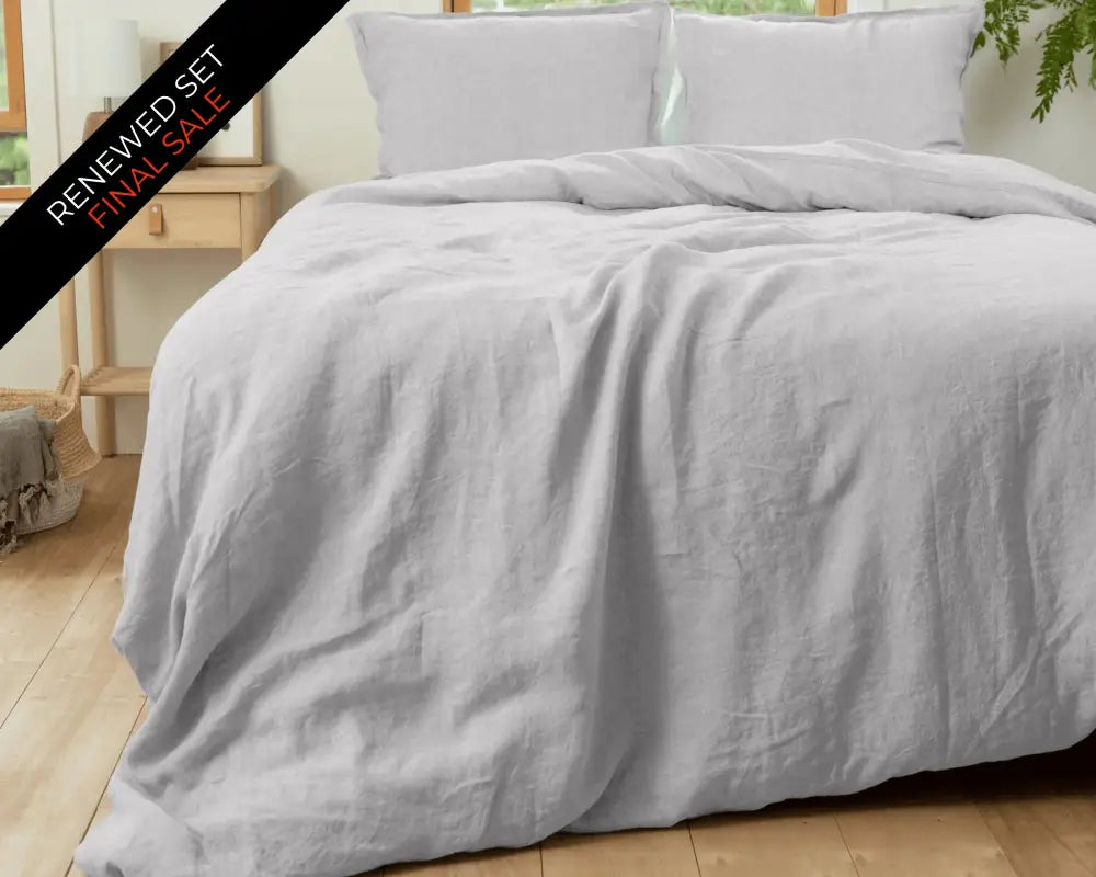 European Linen Duvet Cover Set | Renewed - Grå (chambray grey) / Twin / Standard - Duvet Cover Set