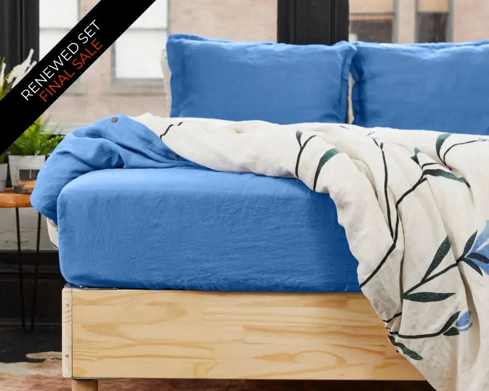 European Linen Fitted Sheet | Renewed - Lyseblå (light blue) / Full - Fitted Sheet